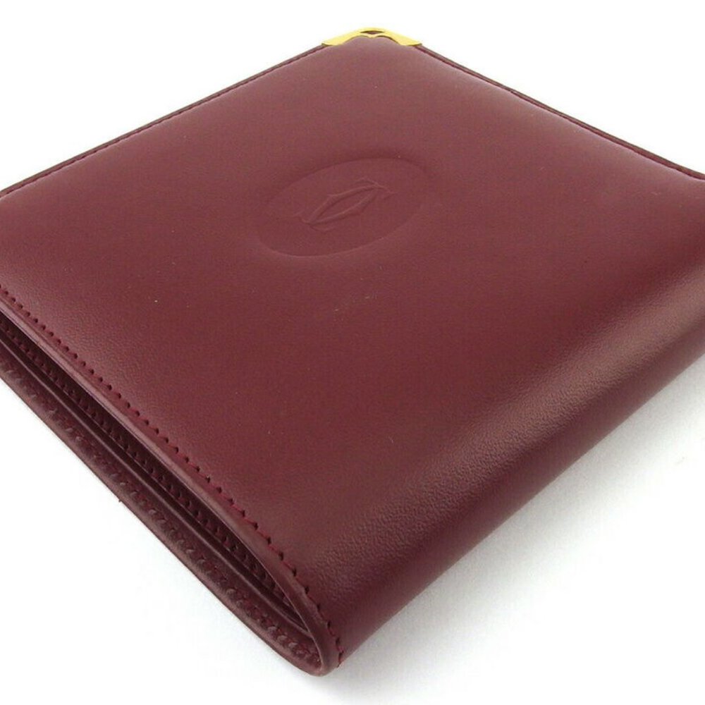 Authentic Cartier Wallets Mast Line Bordeaux Leat… - image 3